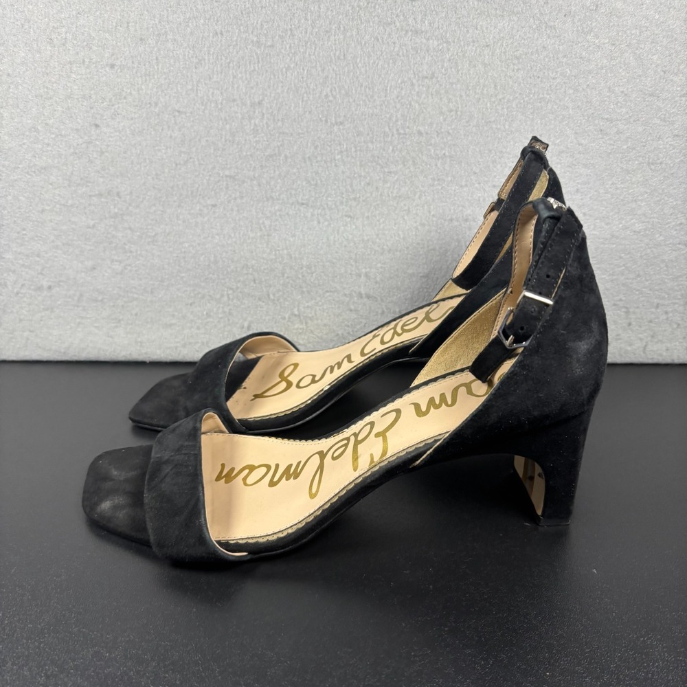 Sam Edelman Women's Black Suede Ankle Strap Heeled Sandals Holmes Size‎ 10.5M